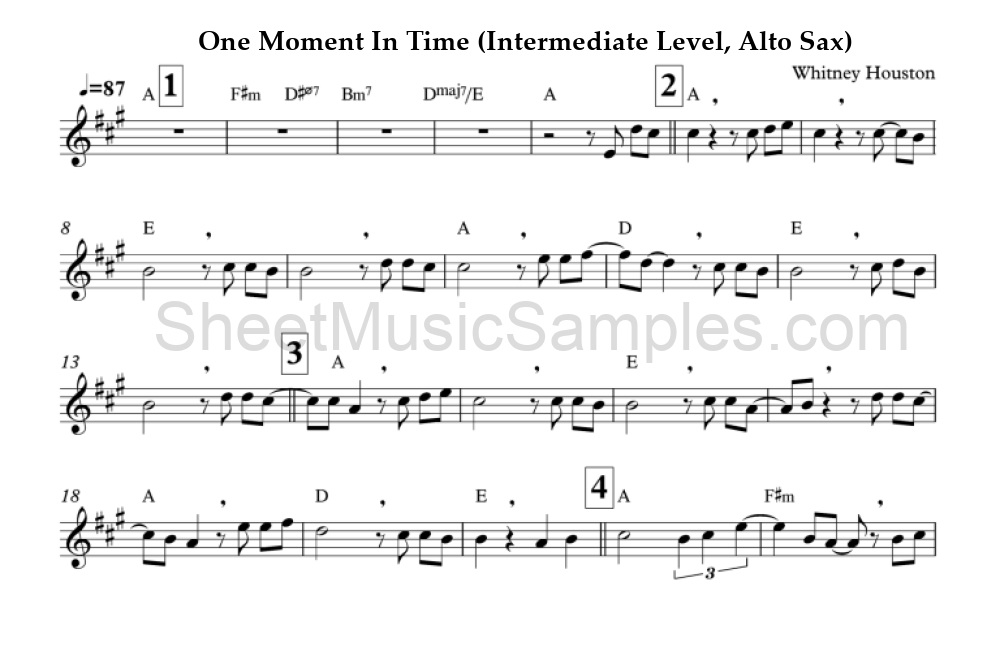 One Moment In Time (Intermediate Level, Alto Sax)