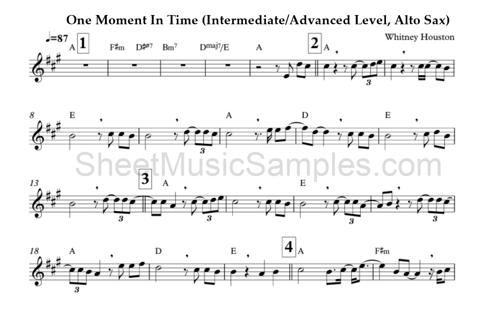 One Moment In Time (Intermediate/Advanced Level, Alto Sax)