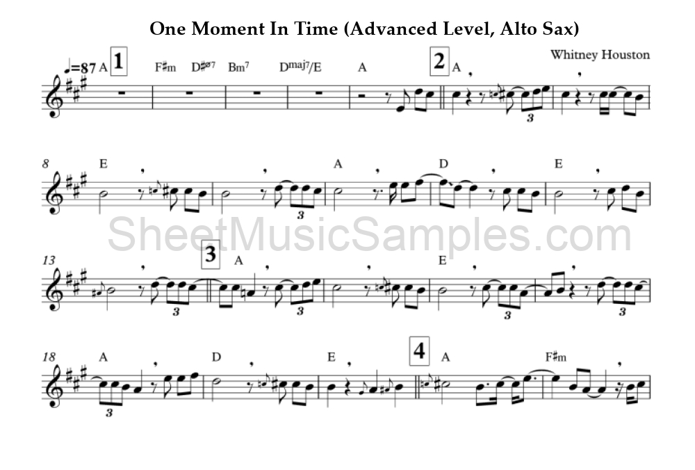 One Moment In Time (Advanced Level, Alto Sax)