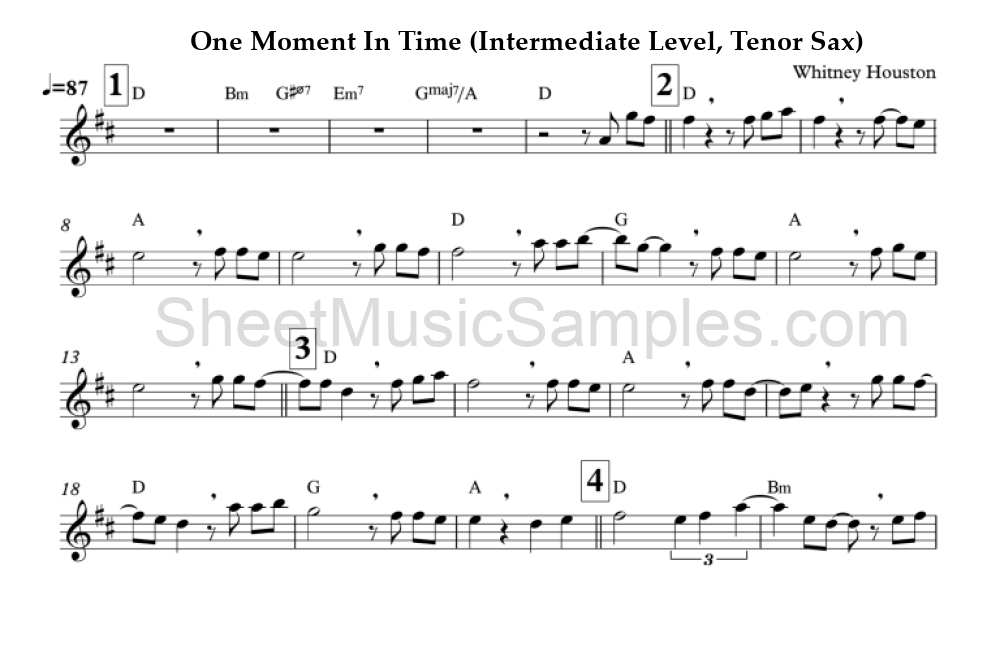 One Moment In Time (Intermediate Level, Tenor Sax)