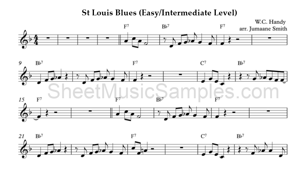 St Louis Blues (Easy/Intermediate Level)