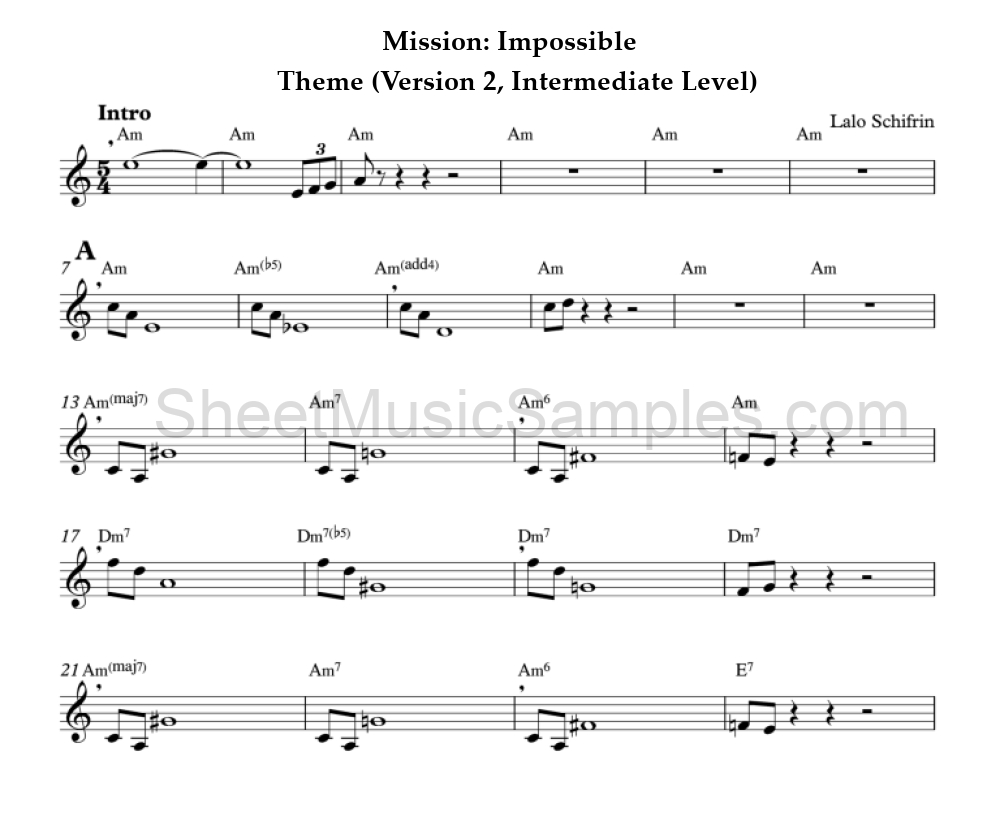 Mission: Impossible - Theme (Version 2, Intermediate Level)