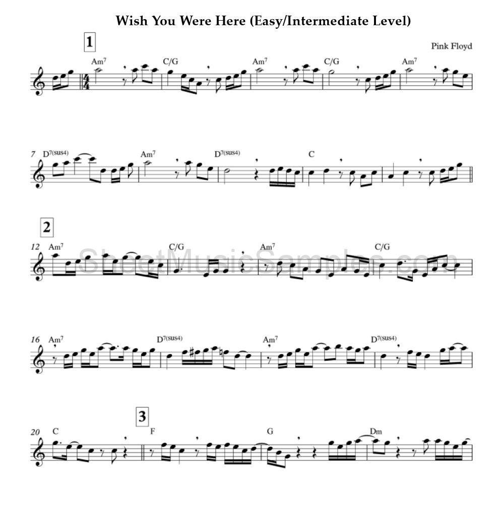 Wish You Were Here (Easy/Intermediate Level)