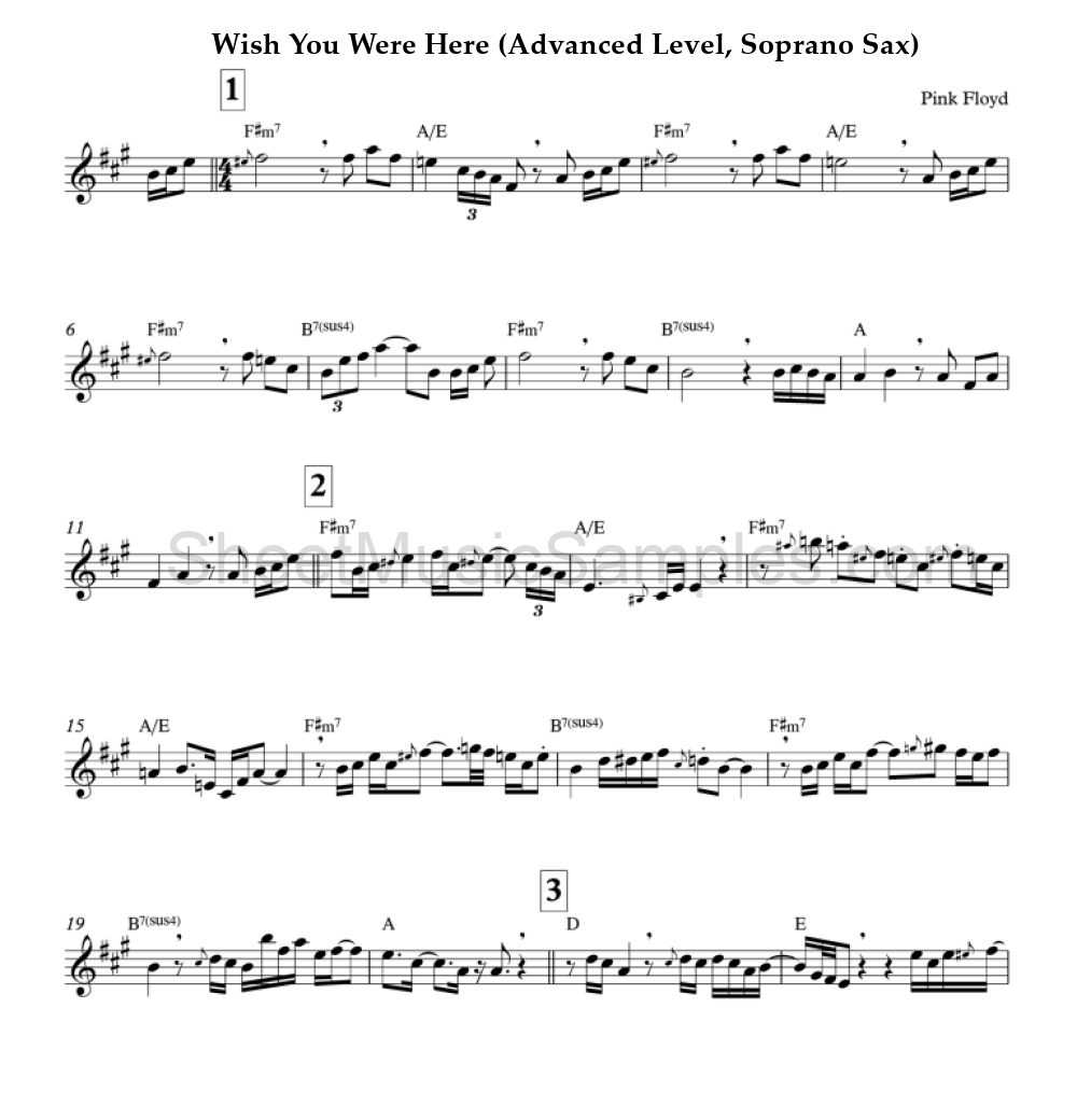 Wish You Were Here (Advanced Level, Soprano Sax)