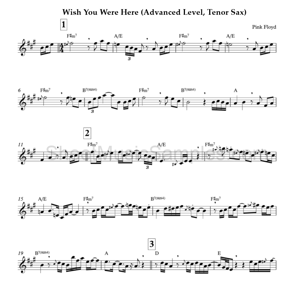 Wish You Were Here (Advanced Level, Tenor Sax)