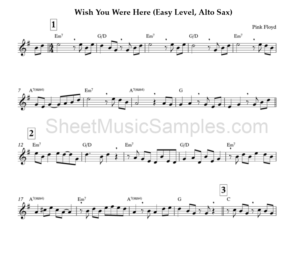 Wish You Were Here (Easy Level, Alto Sax)