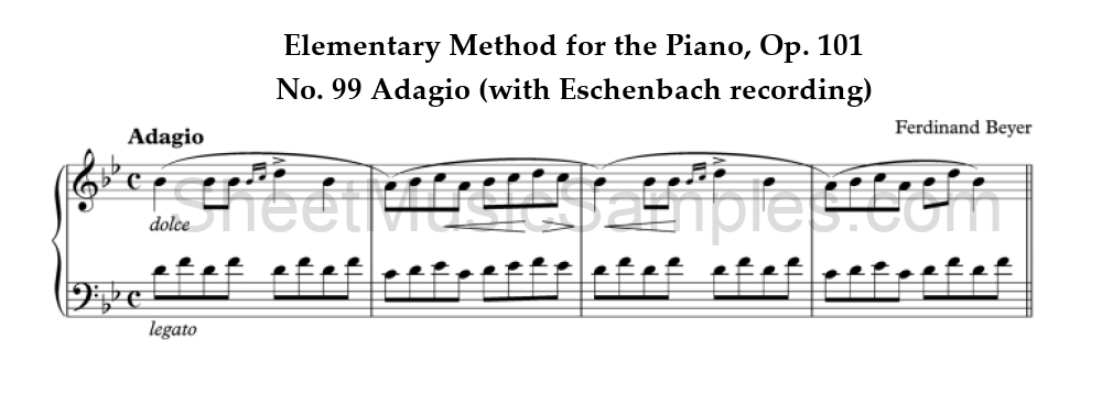 Elementary Method for the Piano, Op. 101 - No. 99 Adagio (with Eschenbach recording)