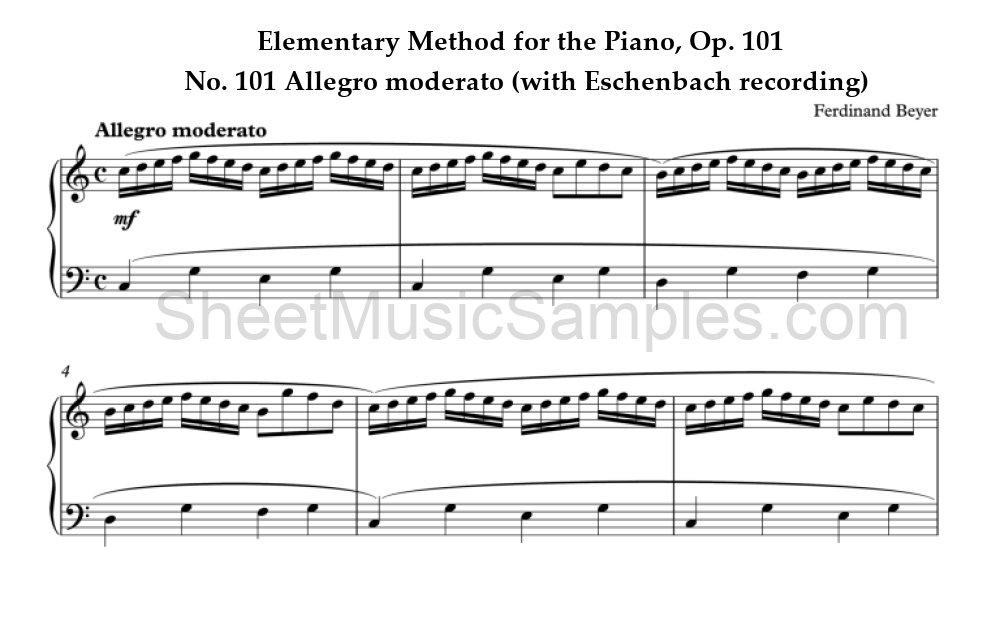 Elementary Method for the Piano, Op. 101 - No. 101 Allegro moderato (with Eschenbach recording)