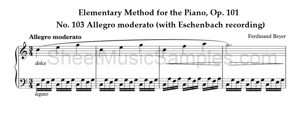 Elementary Method for the Piano, Op. 101 - No. 103 Allegro moderato (with Eschenbach recording)