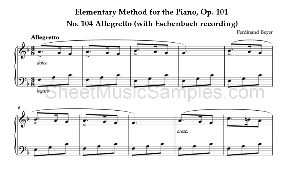 Elementary Method for the Piano, Op. 101 - No. 104 Allegretto (with Eschenbach recording)