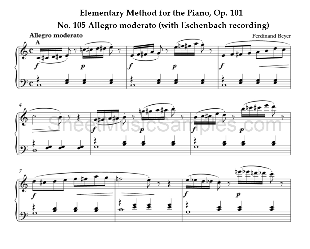 Elementary Method for the Piano, Op. 101 - No. 105 Allegro moderato (with Eschenbach recording)