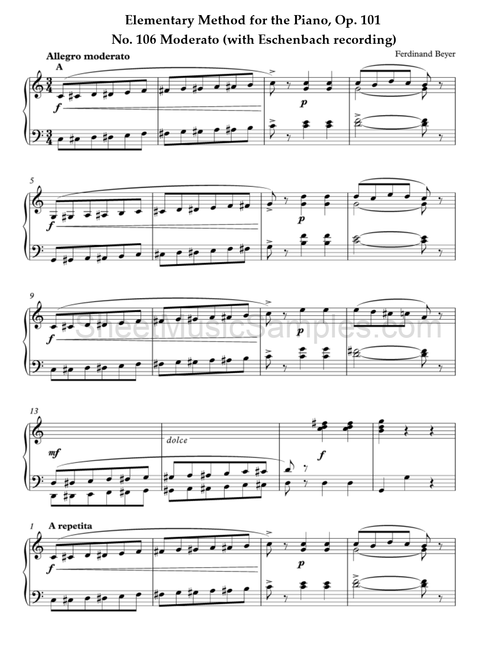 Elementary Method for the Piano, Op. 101 - No. 106 Moderato (with Eschenbach recording)