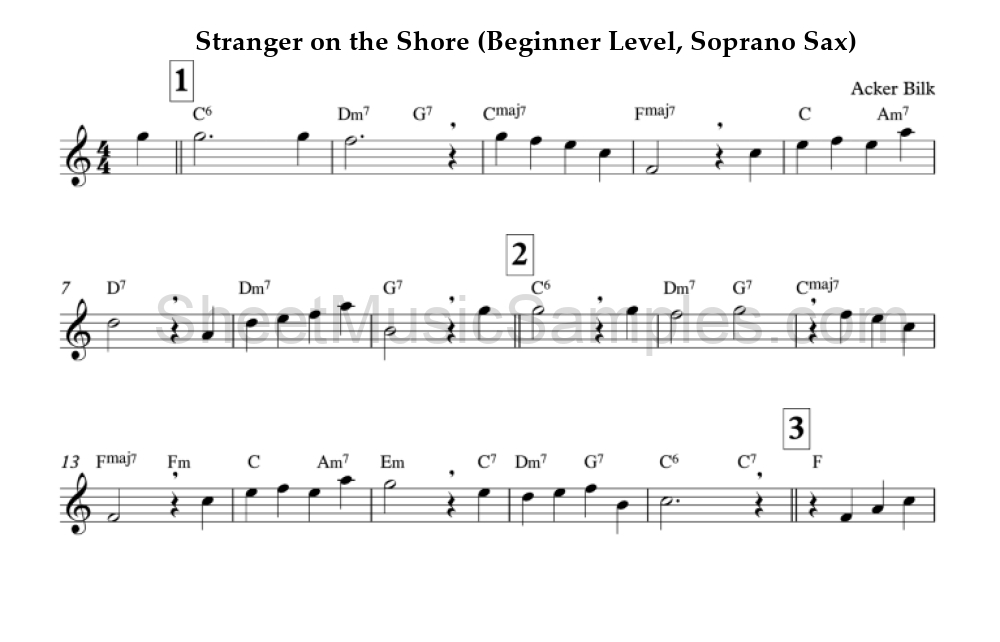 Stranger on the Shore (Beginner Level, Soprano Sax)