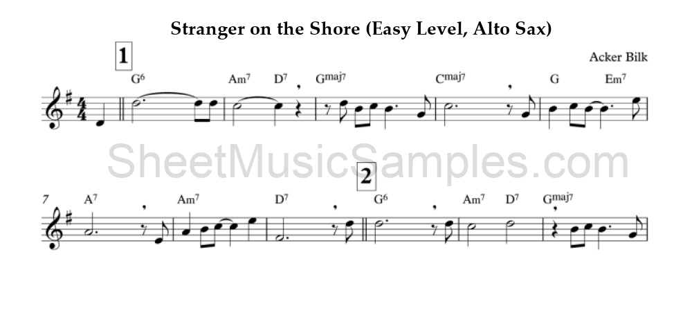 Stranger on the Shore (Easy Level, Alto Sax)