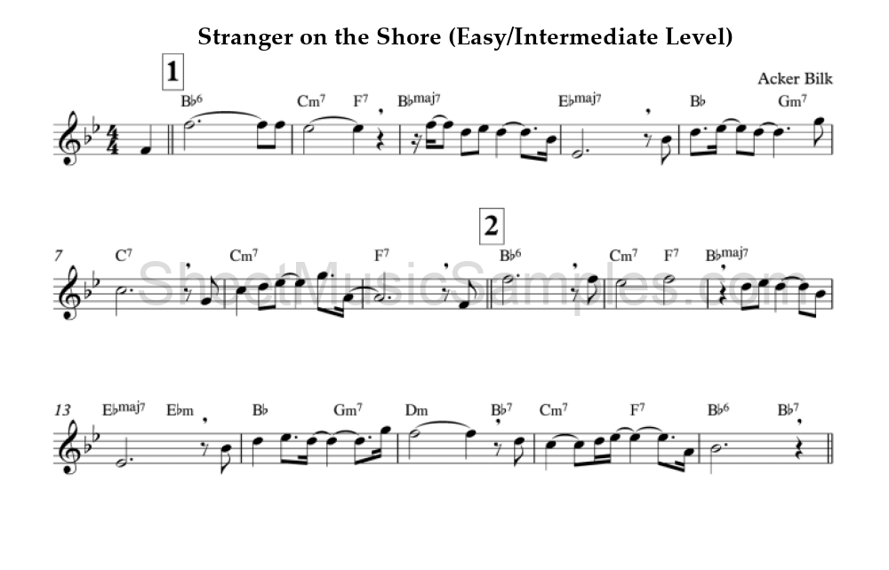 Stranger on the Shore (Easy/Intermediate Level)