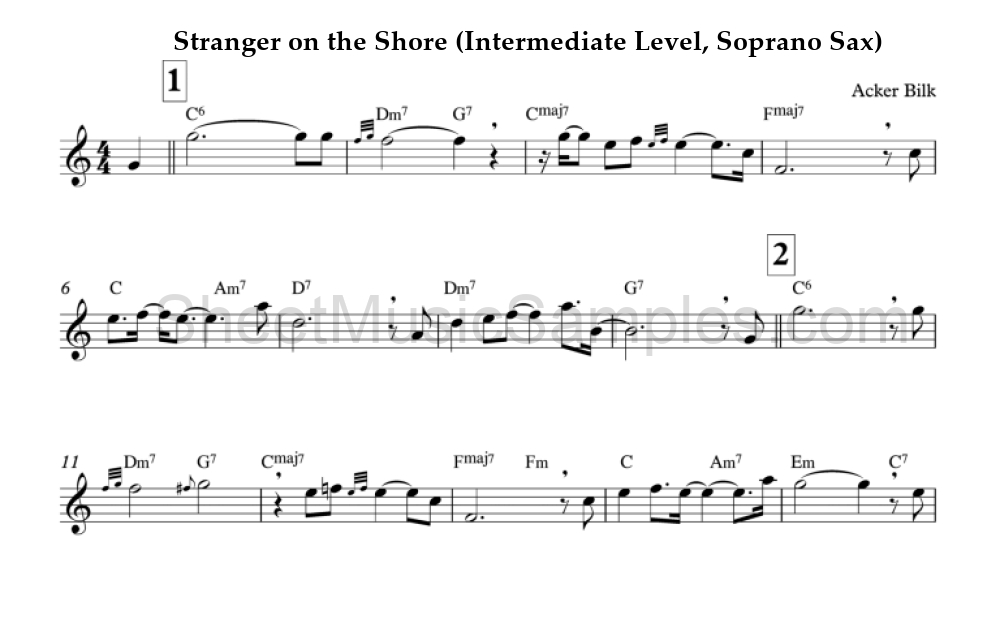 Stranger on the Shore (Intermediate Level, Soprano Sax)