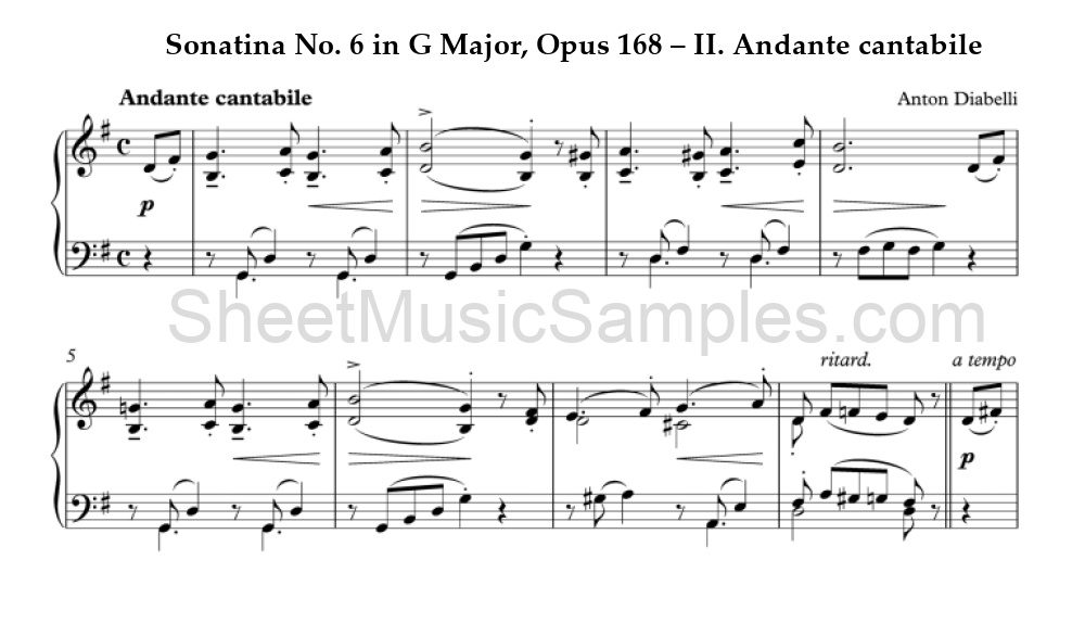 Sonatina No. 6 in G Major, Opus 168 – II. Andante cantabile