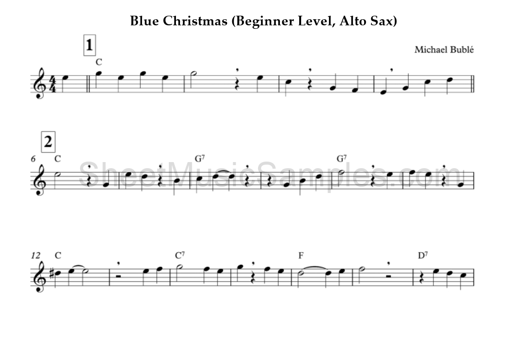 Blue Christmas (Beginner Level, Alto Sax)