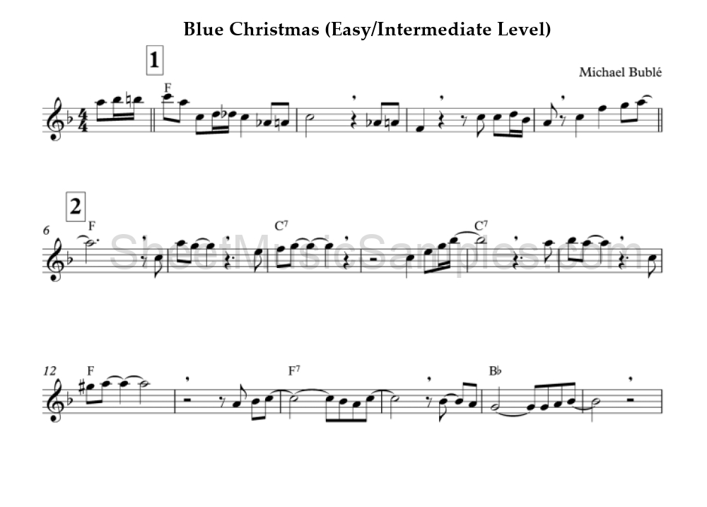 Blue Christmas (Easy/Intermediate Level)