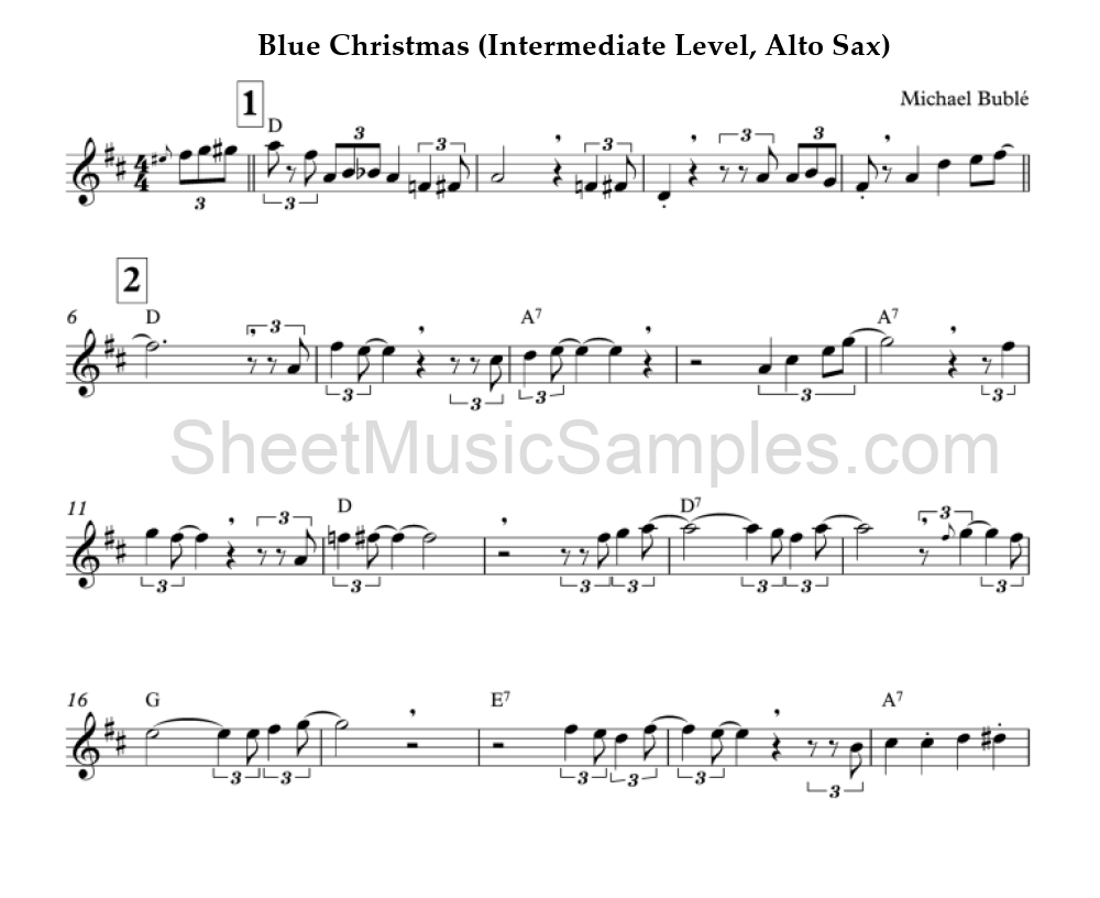 Blue Christmas (Intermediate Level, Alto Sax)