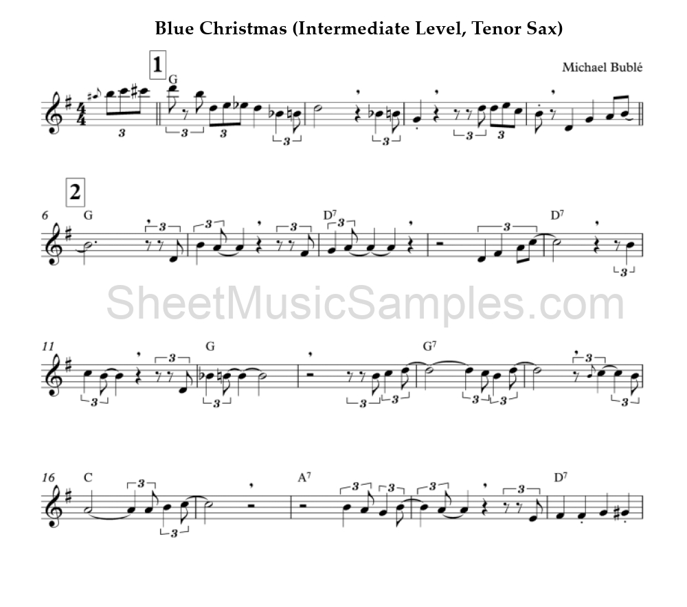 Blue Christmas (Intermediate Level, Tenor Sax)