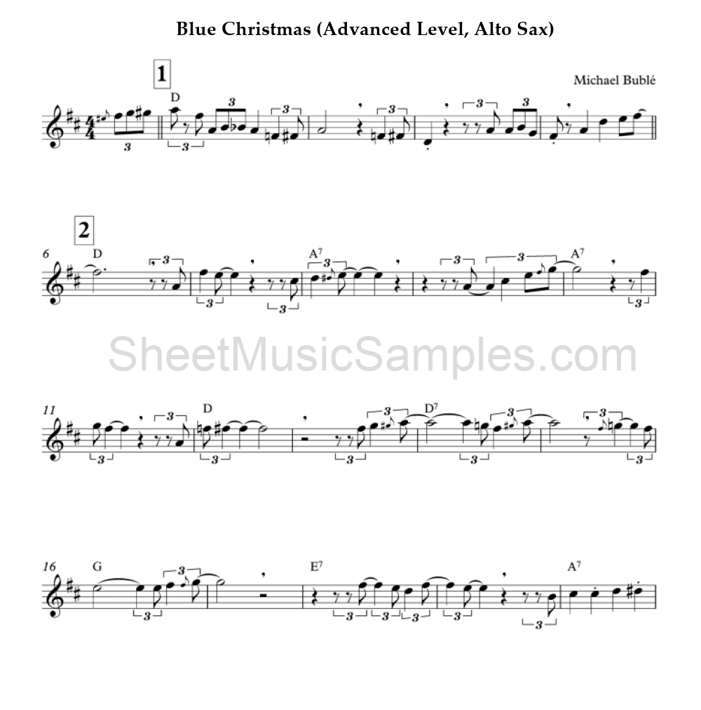 Blue Christmas (Advanced Level, Alto Sax)