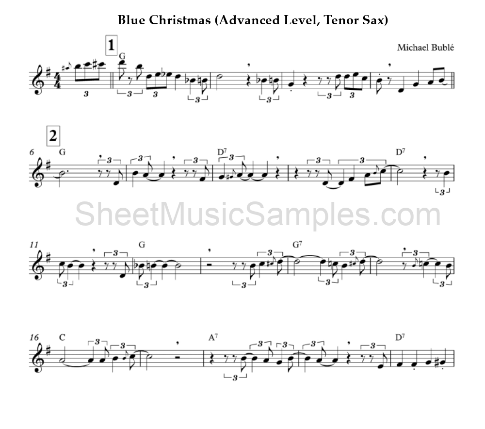 Blue Christmas (Advanced Level, Tenor Sax)