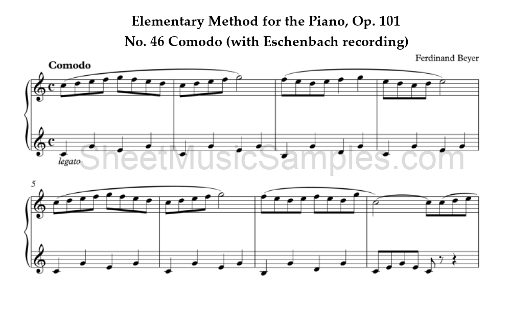 Elementary Method for the Piano, Op. 101 - No. 46 Comodo (with Eschenbach recording)