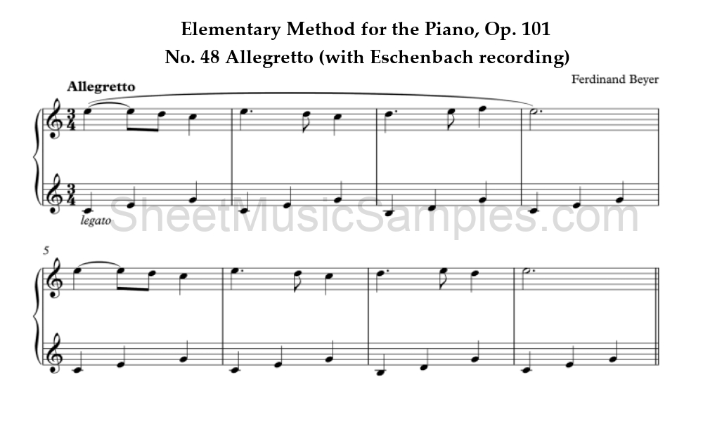 Elementary Method for the Piano, Op. 101 - No. 48 Allegretto (with Eschenbach recording)