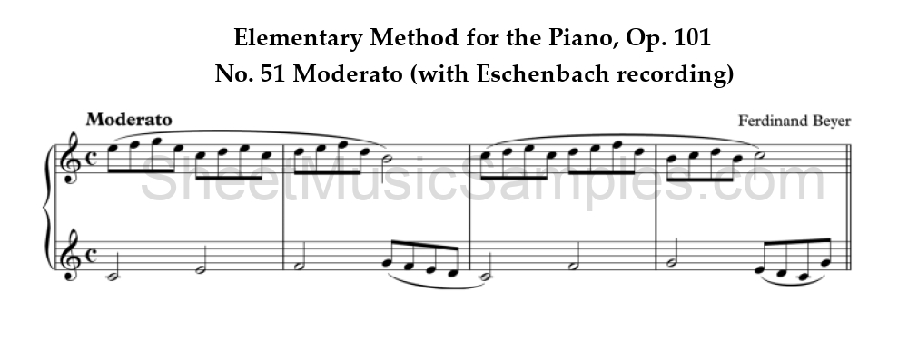 Elementary Method for the Piano, Op. 101 - No. 51 Moderato (with Eschenbach recording)