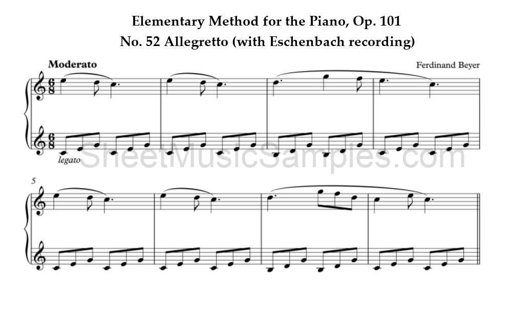 Elementary Method for the Piano, Op. 101 - No. 52 Allegretto (with Eschenbach recording)