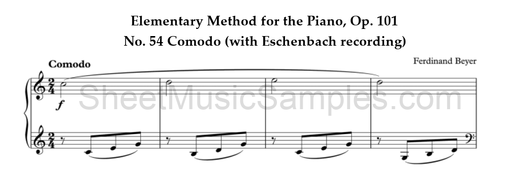 Elementary Method for the Piano, Op. 101 - No. 54 Comodo (with Eschenbach recording)