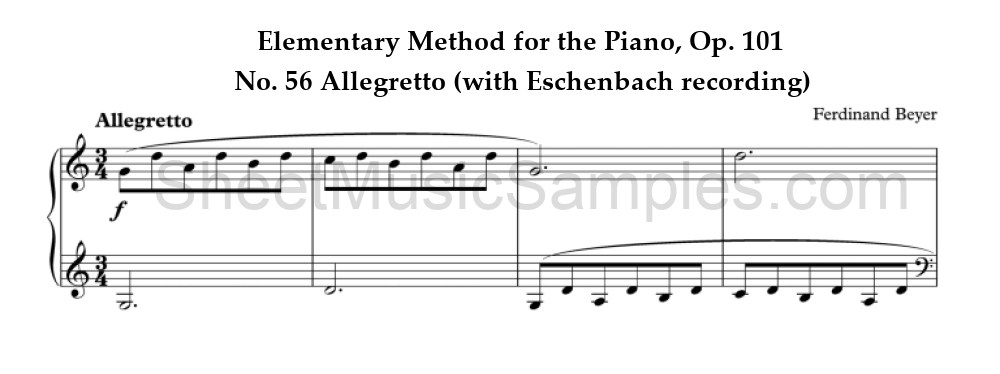 Elementary Method for the Piano, Op. 101 - No. 56 Allegretto (with Eschenbach recording)