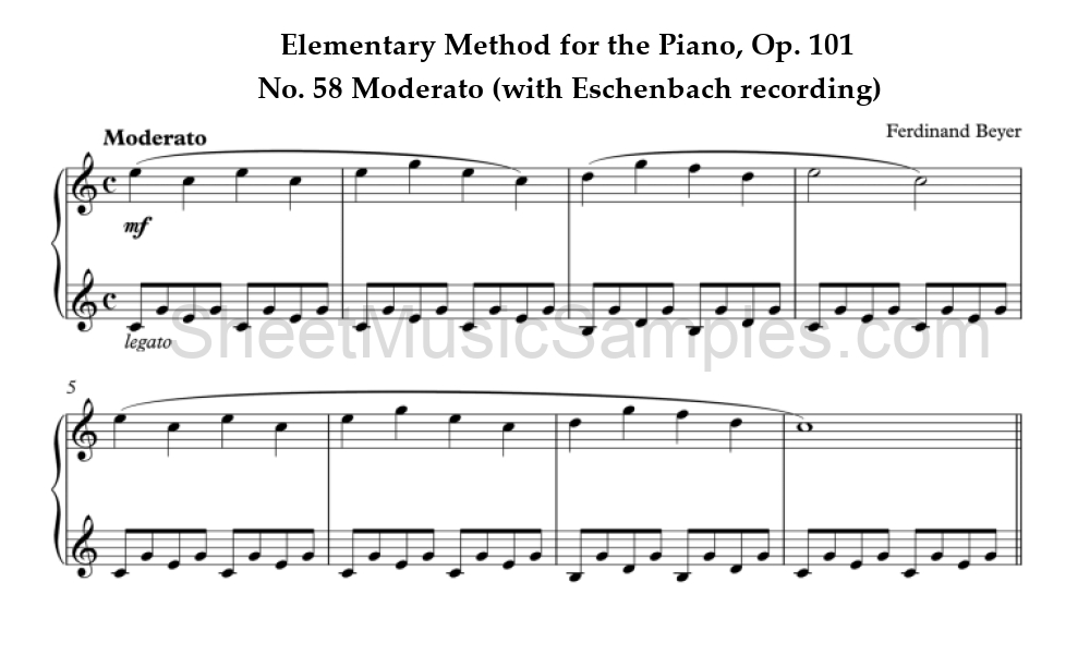 Elementary Method for the Piano, Op. 101 - No. 58 Moderato (with Eschenbach recording)