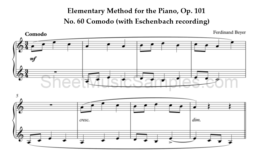 Elementary Method for the Piano, Op. 101 - No. 60 Comodo (with Eschenbach recording)