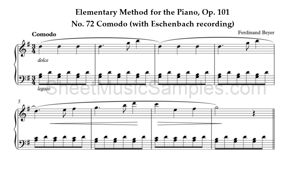 Elementary Method for the Piano, Op. 101 - No. 72 Comodo (with Eschenbach recording)