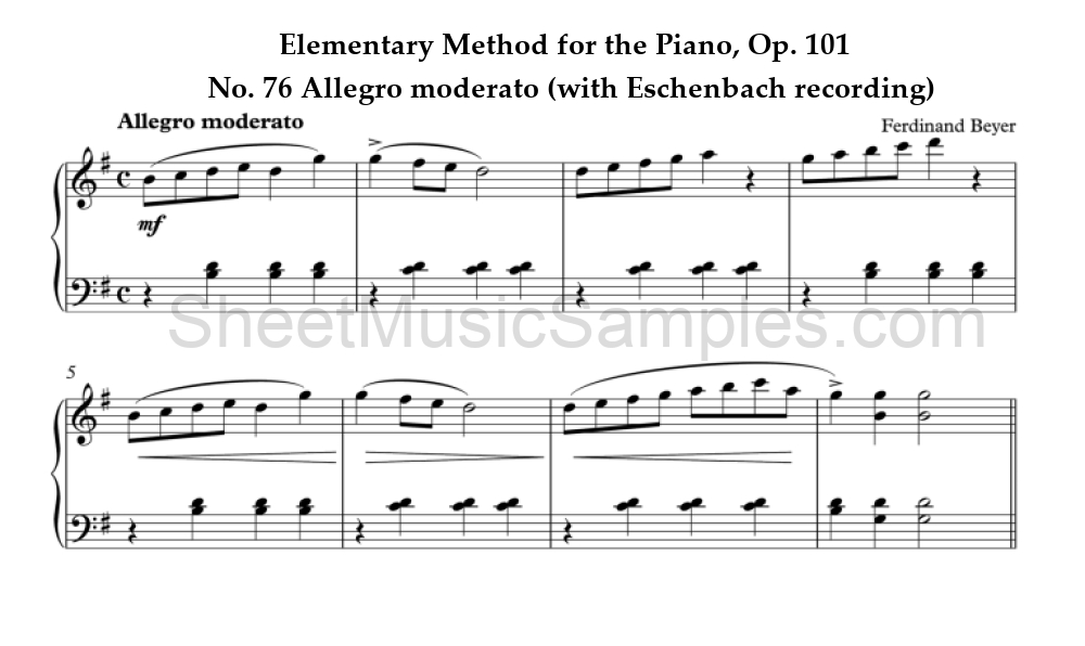 Elementary Method for the Piano, Op. 101 - No. 76 Allegro moderato (with Eschenbach recording)