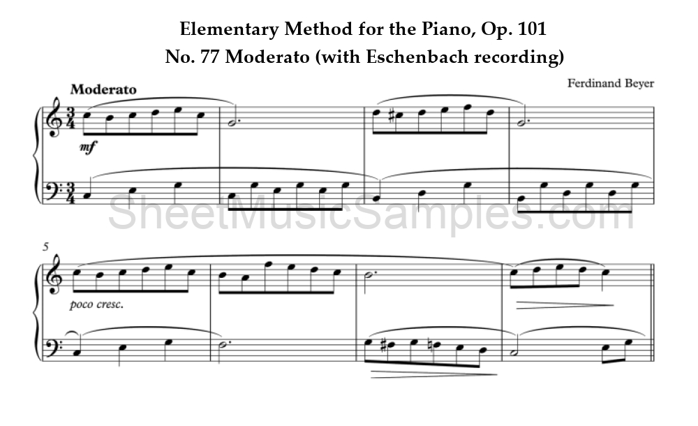 Elementary Method for the Piano, Op. 101 - No. 77 Moderato (with Eschenbach recording)