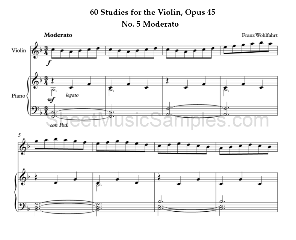 60 Studies for the Violin, Opus 45 - No. 5 Moderato