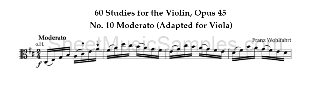 60 Studies for the Violin, Opus 45 - No. 10 Moderato (Adapted for Viola)