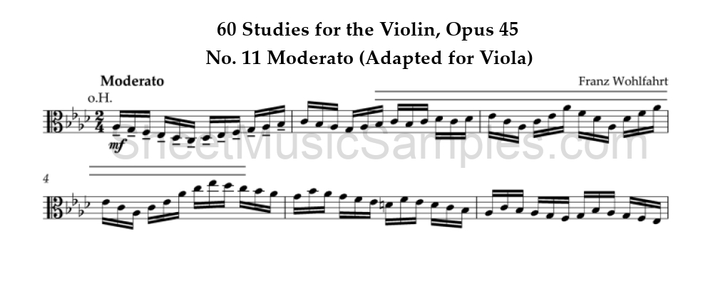 60 Studies for the Violin, Opus 45 - No. 11 Moderato (Adapted for Viola)