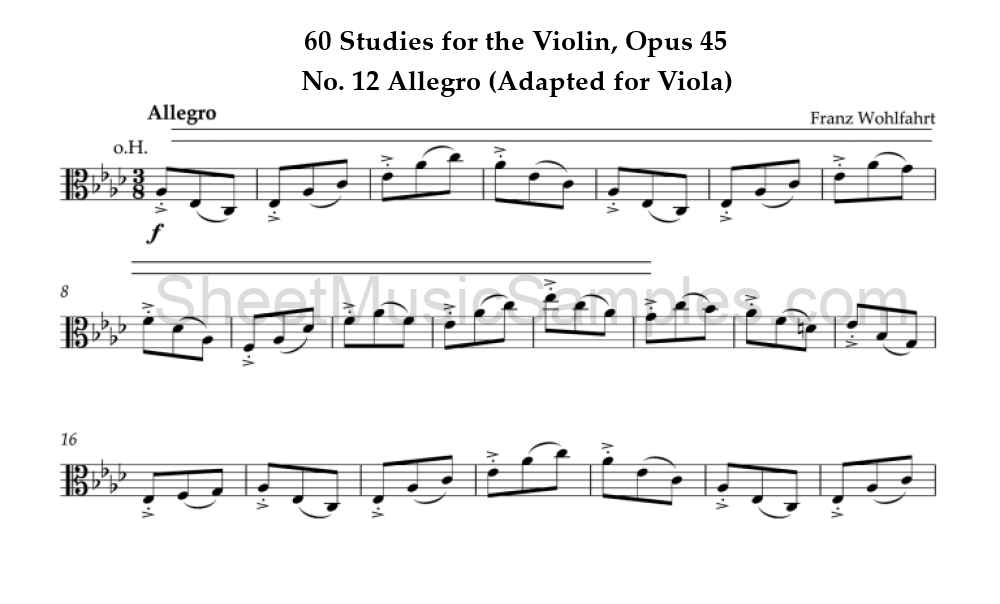 60 Studies for the Violin, Opus 45 - No. 12 Allegro (Adapted for Viola)