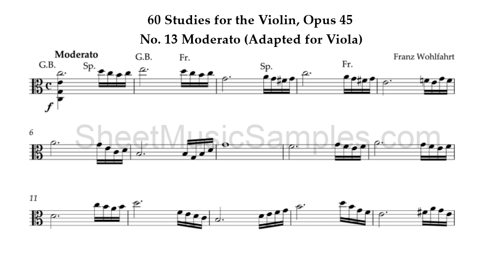 60 Studies for the Violin, Opus 45 - No. 13 Moderato (Adapted for Viola)