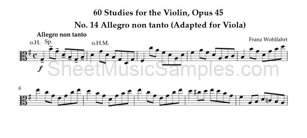 60 Studies for the Violin, Opus 45 - No. 14 Allegro non tanto (Adapted for Viola)