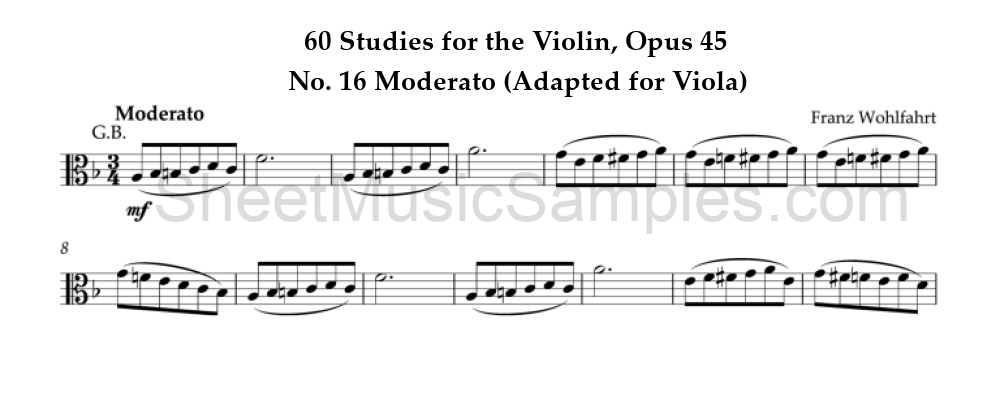 60 Studies for the Violin, Opus 45 - No. 16 Moderato (Adapted for Viola)