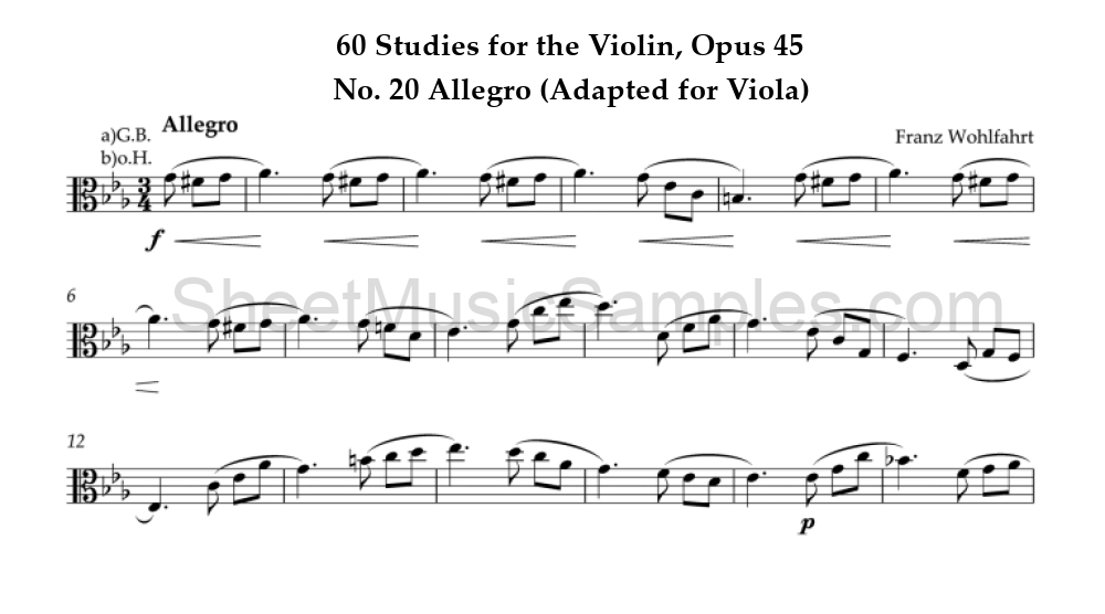 60 Studies for the Violin, Opus 45 - No. 20 Allegro (Adapted for Viola)