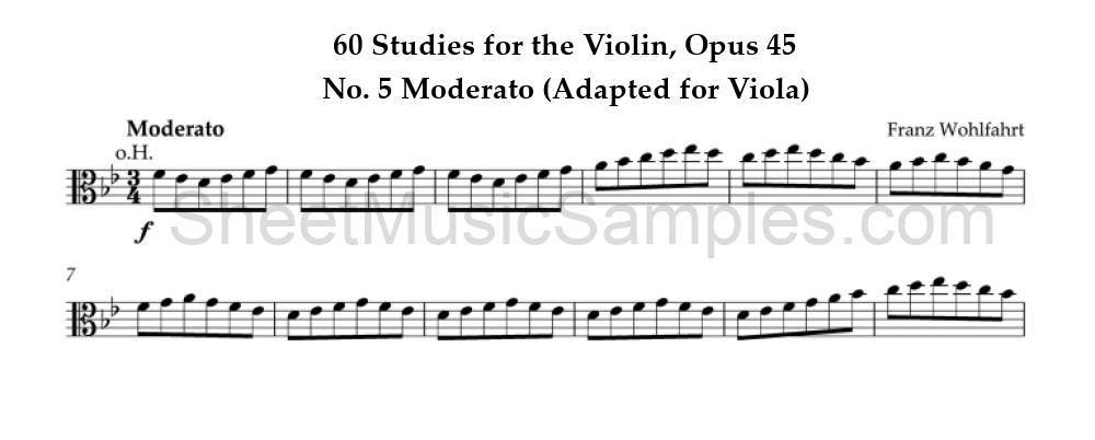 60 Studies for the Violin, Opus 45 - No. 5 Moderato (Adapted for Viola)