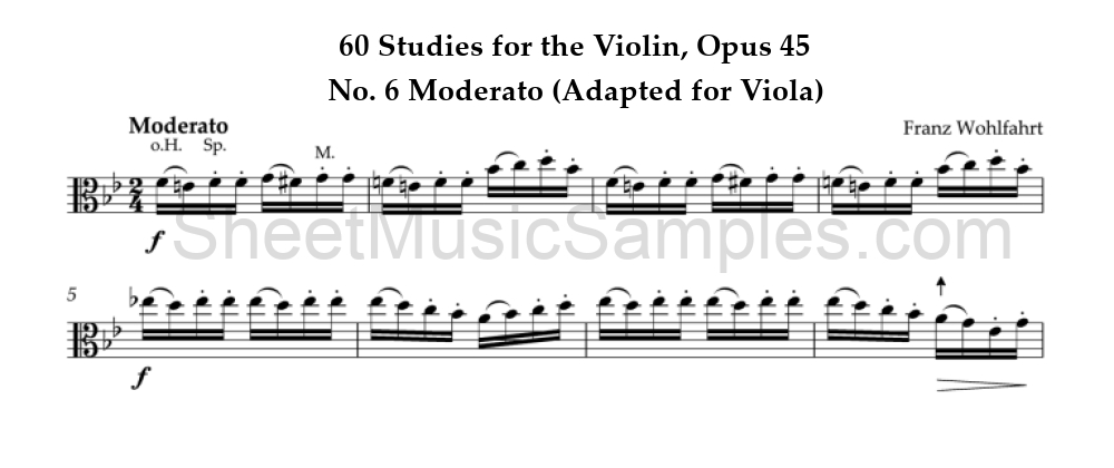 60 Studies for the Violin, Opus 45 - No. 6 Moderato (Adapted for Viola)