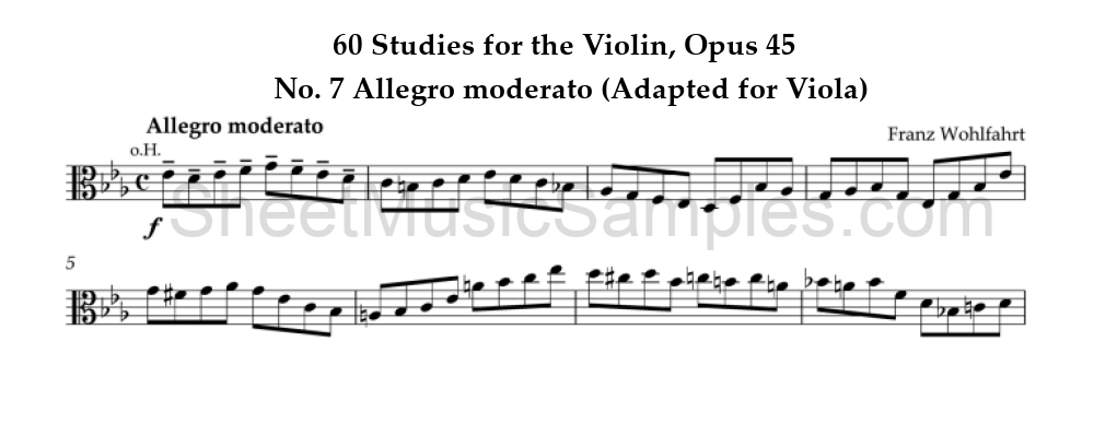 60 Studies for the Violin, Opus 45 - No. 7 Allegro moderato (Adapted for Viola)