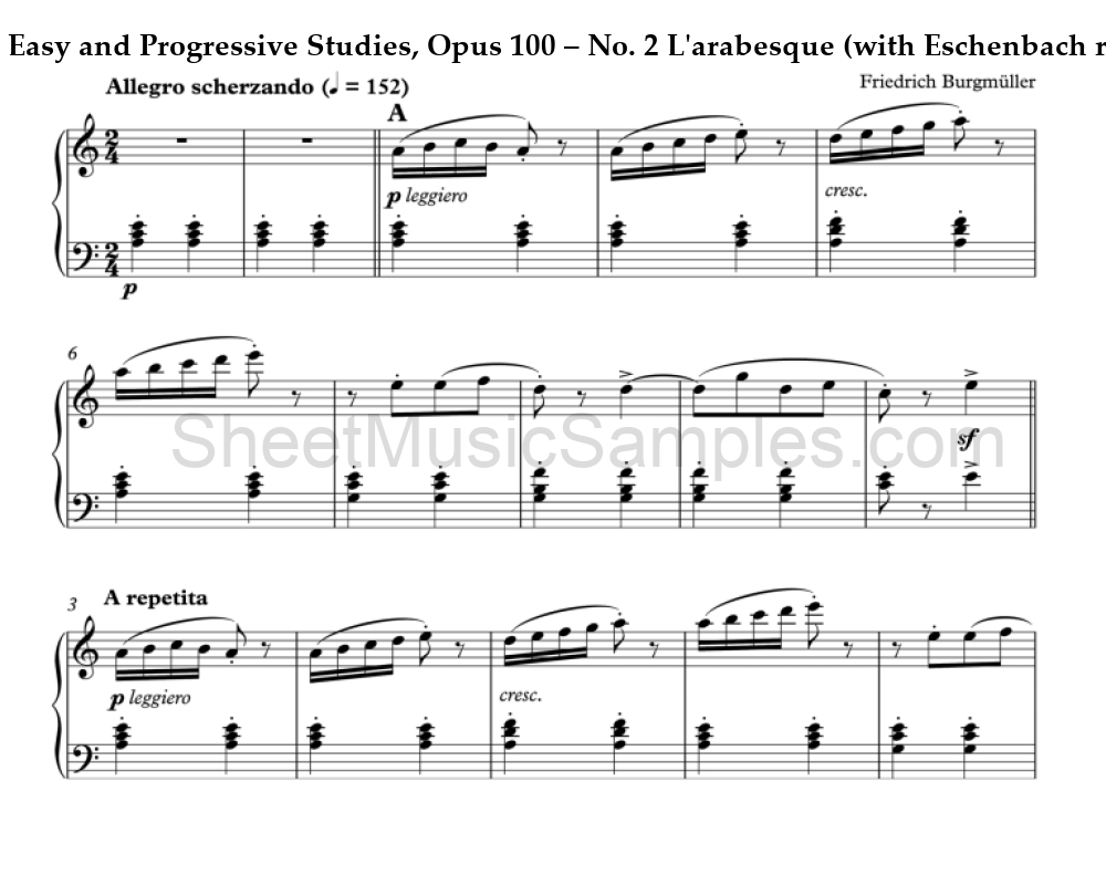 25 Easy and Progressive Studies, Opus 100 – No. 2 L'arabesque (with Eschenbach recording)